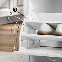 SoBuy FSR16-W, Hallway Shoe Bench Shoe Rack Shoe Cabinet With Flip-Drawer And Removable Seat Cushion, White, Depth: 30cm - White - View 5