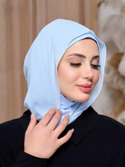 1件装女士纯色拉法帽，透明雪纺颈套，弹性头带头巾，透气舒适，弹力宽边吸汗多功能运动头巾帽，简约时尚围巾，带帽和配套雪纺头巾，一体式设计，易于佩戴，瞬间提升时尚感。