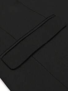 Men's 2 Piece Suit, Wedding, Business, Casual Suit Set - Black Solid Color Slim-Fit Business Suit Jacket   Classic Trousers, Black Solid Color, Long Sleeves, Button Details, Elegant And Atmospheric Style, Non-Elastic Fabric - 黑色 - 查看 10