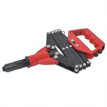 HEAVY DUTY LAZY TONGUE TONG HAND RIVETER RIVET GUN POP RIVETER + 5 NOZZLES KIT K - Red - View 5