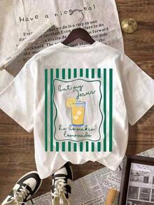 [100% Cotton] TaggedThreads Jesus Lemonade Shirt, But My Jesus He Be Makin' Lemonade, Graphic Tee For Women, Casual Round Neck Short Sleeve T-Shirt, Cozy Summer & Fall & Winter Styles Short Sleeve Tops - Unisex Women's & Men's Campus Daily Wear - 白色 - 查看 4