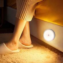 1pc LED Smart Motion Sensor Night Light, USB Rechargeable Wireless Magnetic LED Cabinet Lamp, Emergency Auto Lighting - Round - View 3