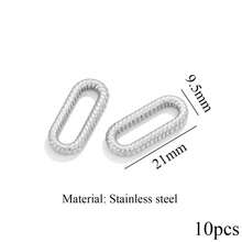 10件套不锈钢时尚扭纹椭圆形吊坠项链耳环手链连接件，DIY珠宝制作，适合日常佩戴 - 邊框吊墜 - 查看 7