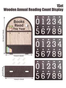 1 Set Wooden Annual Reading Tracker Decor - Can Record 999 Books, Coffee Color Annual Reading Tracker, Office Decor, Living Room & Bedroom Decor, Study Space Decor, Bookshelf Decor, Cabinet Decor, Desk Decor, Retro Decor, Bookstore Counter Decor, Room Decor, Home Decor, Gift For Bookworms, Perfect Gift For Book Lovers, Reading Challenge Gift, Home Accessory, Birthday Gift - Brown - View 6