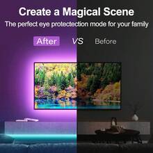 44-Key Smart Remote Control +App Music Synchronization Self-Adhesive LED Light Strip, 6 DIY Modes For Timed Color Adjustment, RGB Smart Light Strip, Suitable For Bedroom, Living Room And Party Decoration. - Multi-color light - View 2