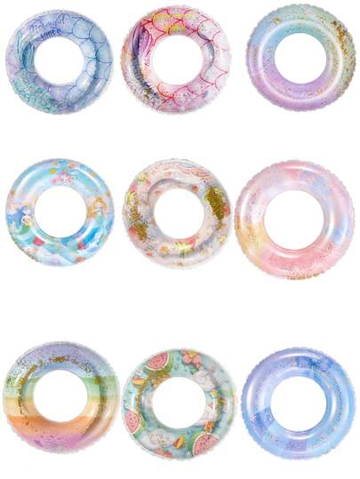 1 Pc Inflatable Swimming Ring, Sequined Swimming Ring, Beach Essential, Beach Accessory, Pool Float, Summer Pool And Beach Floating Toy, Party Decoration, Perfect Summer Gift, Ideal For Pool And Beach Play, Summer Must-Have, High-Quality Water Game Supplies, Beautifully Designed, Reliable Buoyancy, Family Pool Equipment.