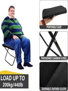 新款透气折叠凳，露营钓鱼野餐旅行火车高铁便携式小座椅 - 彩色 - 查看 5