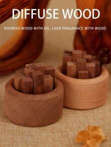 木质扩香器，无需明火即可进行精油香薰，持久留香，适用于家庭卧室，室内香氛石摆件，滴入精油并轻轻旋转，使精油充分渗透到原木中。 - 杏色 - 查看 1