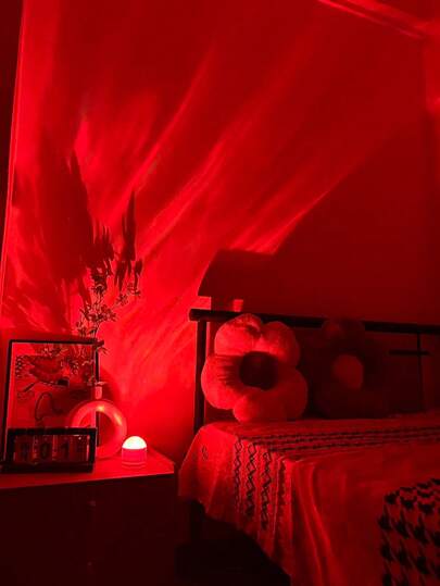 1 pieza Luz de aurora colorida de ciencia ficción, lámpara ambiente alimentada por USB para el hogar, proyector de luces de aurora boreal de 16 colores con control remoto, adecuado para dormitorio, sala de estar, camping, fiesta