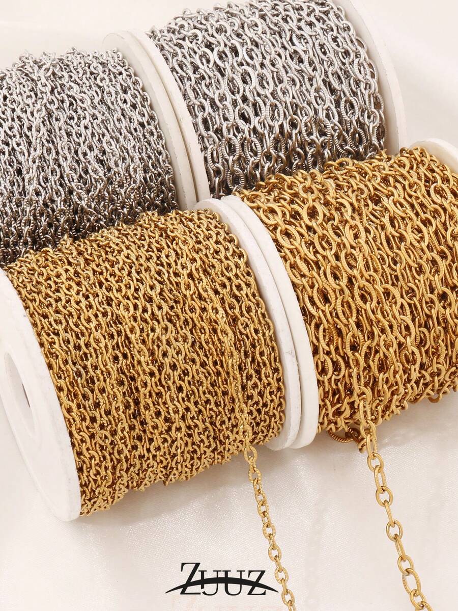 1 metro Cadena de acero inoxidable Collar DIY Forma O Cadenas cruzadas para hacer collares, pulseras, suministros de joyería artesanal - cadena - Ver 1