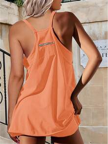 Women's Summer Mini Dress Casual Workout Tennis Dress With Shorts Sleeveless Althletic Dresses - Hồng - Xem 4