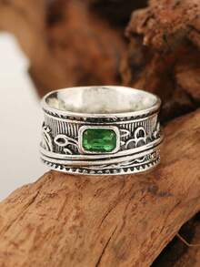 1 Piece Fashion Retro Texture Classic Ring Wide Face Personality Versatile Suitable For Any Occasion Wearing Can Be Gifted To Friends Or Loved Ones - Vintage Rings - View 9