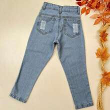 Fashionable Kids Set Bodysuit Jeans Pants Blogger Outfit Girls - Baby Blue - View 5
