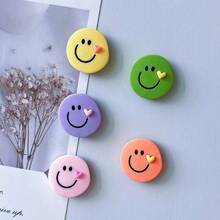 5/10pcs Cute Smiling Face & Heart Shaped Plastic Round Refrigerator Magnets, Colorful Decorative Magnets For Fridge, Kitchen, Home Decor, DIY Crafts, Holiday, Birthday, Graduation Gifts - Multicolor - View 5