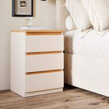 Beijing Bedside Table For Bedroom, 3 Drawers, Organizer, Compact MDF - 米色 - 查看 2
