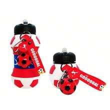 550ml/18.6oz Foldable Football Shaped Portable Leakproof Silicone Water Bottle Set With Lid 8VLL - Đỏ - Xem 3