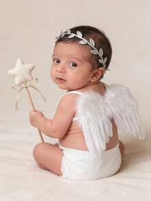 Infant INS Style 100 Days/Full Moon Banquet/Themed Party Photography Props Magic Wand + Angel Wings + Headband 3 Pieces Set White/Pink Optional - Multicolor - View 2