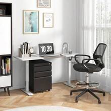 Mobile 3-Drawer Office Pedestal With Casters, Concave Handle, In Black Steel, For Office And Home Office - Black - View 8