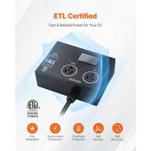 Divisor para secadora y vehículo eléctrico, indicador LED de 3 colores, distribución de energía inteligente de 240 V, con enchufe NEMA 10-30, dos tomas de corriente NEMA 10-30, pantalla LCD de 3,4 pulgadas, máx. 24 A para secadora y vehículo eléctrico, probado según el estándar ETL - Negro - Ver 2