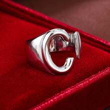 1pc Minimalist Plain Letter Design Adjustable Open Ring For Women - Multicolor - View 32