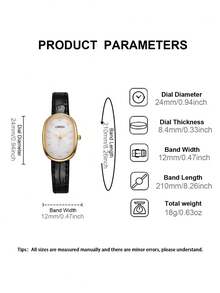 LIANDU LIANDU 女士复古经典商务石英表，PU皮表带，适合日常佩戴，生日礼物，返校季礼物，感恩节礼物，浪漫场合礼物，完美之选。 - 黑色 - 查看 5