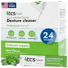 TCS Fresh Denture Cleaner – Professional Strength Concentrated Cleanser Mint Powder For Dental Cleaning – For Dentures, Night Guards, Aligners & Retainer Cleaner – 24 Packets (6 Month Supply) - 1 - 查看 1