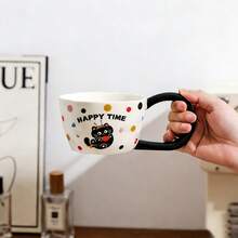 可爱动物图案长耳柄陶瓷马克杯，高品质治愈系咖啡/牛奶杯，大容量办公/家用水杯，独特可爱礼物 - 彩色 - 查看 13