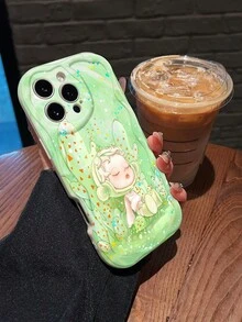 Bebé durmiendo entre plantas verdes y caprichosas. Esta elegante funda para teléfono es compatible con Samsung, Apple, OPPO, , etc. Fabricada en TPU flexible, resistente a golpes y arañazos, ofrece una excelente protección contra caídas y un agarre cómodo. Es un regalo ideal para familiares, amigos y seres queridos, y una opción perfecta para festivales. - Blanco - Ver 3