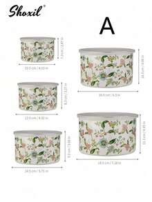 shoxil 5件套带盖嵌套式储物碗套装，搅拌碗套装，花鸟印花珐琅沙拉蔬菜水果备料碗，金属备料碗，适用于烘焙、准备、烹饪和盛放食物，适合家庭/聚会/餐厅/露营/野餐 - 碗 - 查看 14