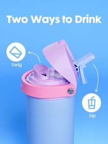 Meoky 18oz Vacuum Insulated Water Bottle with 2-in-1 Straw and Spout Lid, Insulated Cup, Keep Cold 24H, Leak-Proof, Fits in Car Cup Holder, Stainless Steel Tumbler for Sports, Travel, and School - 藍色 - 查看 3
