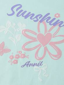 Annil Girls' Round Neck Long Sleeve Short Sweatshirt, New Spring Style, Cute, Sweet Print, Elastic And Loose Fit - Cobblestone Color - View 5