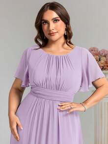 EVERPRETTY Elegant Chiffon Long Bridesmaid Dress, Mother Of The Bride Party - Mauve Purple - View 6