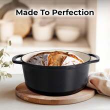5 Quart Enameled Cast Iron Dutch Oven Pot With Lid – Premium Durability & Oven   Up To 500°F – Heavy Duty Cookware Perfect For Bread Baking, Stews, Braising & Roasting – Black - màu đen - Xem 4