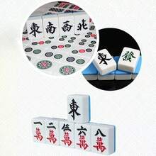 42mm Chinese Mahjong Game Set Professional 144 Tiles English Characters Game B - Blue - View 3
