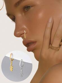 1pc S925 Sterling Silver Snake Shaped Animal Nose Ring, Fashionable Luxury Nose Jewelry - Single - View 1