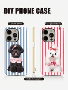 Customized Minimalist Striped Pet Name Image Slogan 2-In-1 Glossy Filmic Hard Phone Case Cover Protective Shell Compatible With IPhone 11/12/13/14/15/16 17 Pro Max - Multicolor - View 5