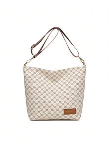 时尚百搭大容量印花优雅女士单肩包 - 白色 - 查看 3