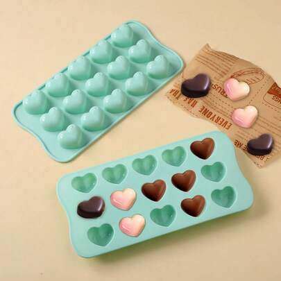 1pc 15-Cup Heart Shaped Cake Mold, Non-Stick Baking Pan, Handmade Cake, Chocolate, Candy, Jelly Mold, Dishwasher , Heat Resistant, Home Baking Tool, Non-Stick Baking Tray, Suitable For Baking, Chocolate, Cookies, Candy, Mini Cakes, Jelly