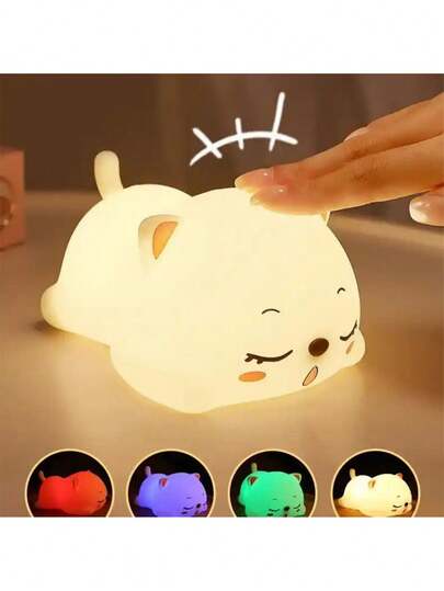 可爱猫咪LED小夜灯，卡通猫玩偶装饰