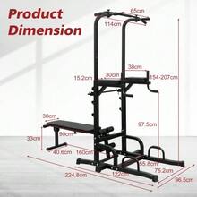 Power Tower Pull-Up Station (Incl. Workbench And Bench), Height-Adjustable Multi-Functional Power Tower, Stable Strength Training Device, Suitable For Push-Up Training And Abdominal Muscle Exercises - Black - View 2