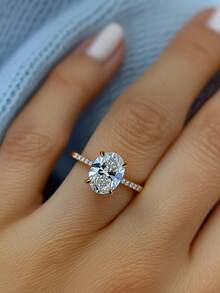 1 PC Gorgeous Cubic Zirconia Ring For Women For Valentine's Day Gift Wedding Anniversary Party Jewelry - Yellow Gold - View 3