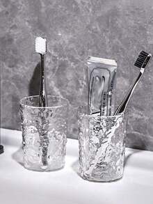 1pc Glacier Texture Fashionable Transparent Couple Toothbrush Holder, Essential For Back To School - Multicolor - View 2