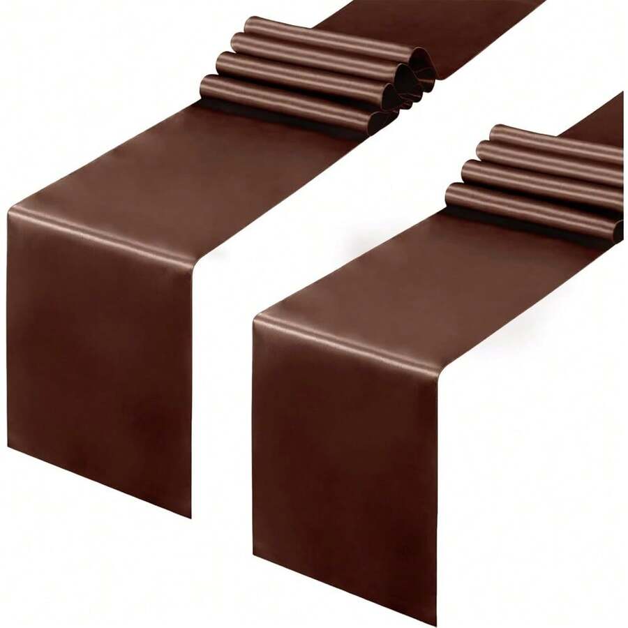 2-Pack Brown Table Runners, Satin Material & 108-Inch Length For Easy & Elegant Table Styling - màu nâu - Xem 1