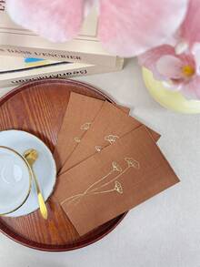 16pcs Metallic Leaf Pattern Disposable Napkin - Brown - View 2