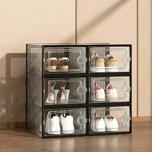6/24Pcs Large Shoe Organizers Storage Boxes For Closet, Clear Plastic Stackable Storage Bins With Lids, Under Bed Shoe Containers For Entryway, Drop Front, Fit Up To Women's Size 10 - 混合色 - 查看 15