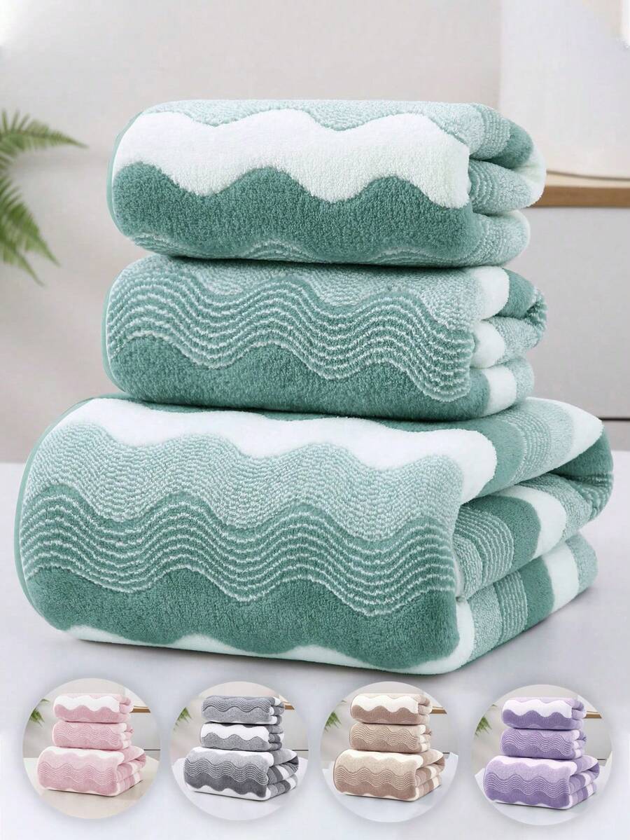 1 peça/2 peças Toalha de Banho de Felpo Coral Minimalista Moderna, Super Macia e Absorvente, Toalha de Banho Extra Grande, Secagem Rápida, Não Solta Fiapos, Toalha de Sauna, Alta Qualidade, Leve, Toalha de Convidado, Melhor Presente para o Parceiro, Tamanho da Toalha: 34*75, Tamanho da Toalha de Banho: 70*140 Decoração de Banheiro - Multicolorido - Visão 1