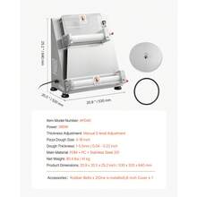 Rodillo laminador de masa para pizza , prensa semiautomática de acero inoxidable de 3 a 16 pulgadas, máquina eléctrica comercial para hacer pasta de 390 W, 260 piezas por hora, grosor ajustable, con tapa de prensa de masa - Plateado - Ver 7