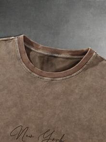 Men's Casual Comfortable Fashion T-Shirt, Street Style Y2K Cotton - Coffee Brown - View 3