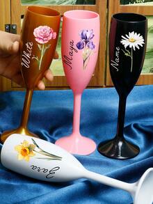 LICVIC Custom Name Champagne Flutes, Personalized Toast Glass-With Birth Flower, Anniversary, Birthday Celebration, Elegant Party Drinkware With Customized Text, Stylish Customizable Champagne Cup For Family Gatherings, Wedding, Engagement, Bridal Shower - Style B - View 7