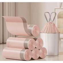 1 Roll Of Small Drawstring Kitchen Trash Bags, 4-Gallon Thickened Small Drawstring Trash Bags, Made Of Sturdy And Lightweight Material, Disposable, Suitable For Kitchen, Bathroom, Bedroom, Home, And Office Trash Bins, 30 Pieces - 50 片裝(2 包) - 查看 6